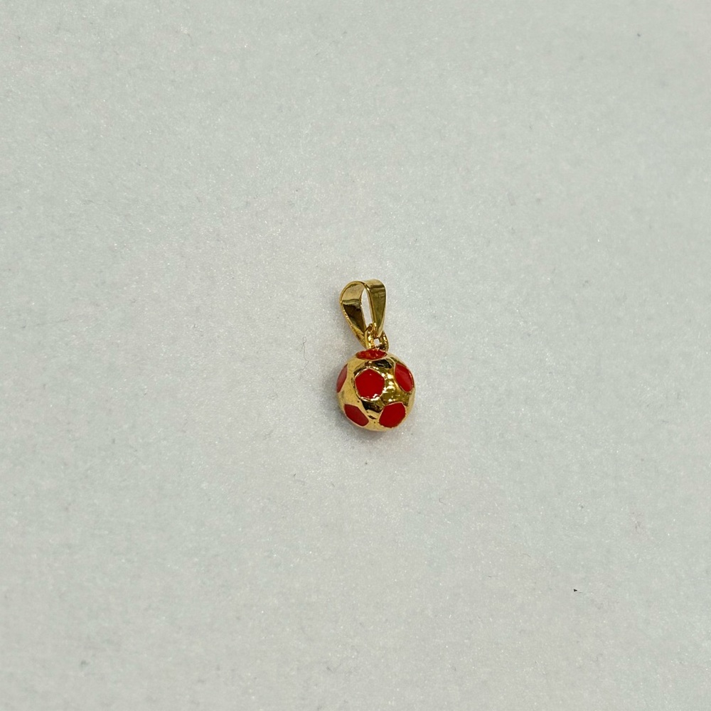 Gold Pendant with Red Soccer Ball Design